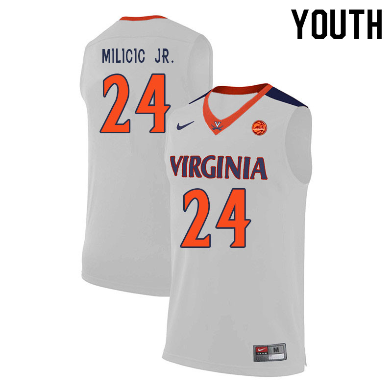 Youth #24 Igor Milicic Jr.Virginia Cavaliers College Basketball Jerseys Sale-White - Click Image to Close